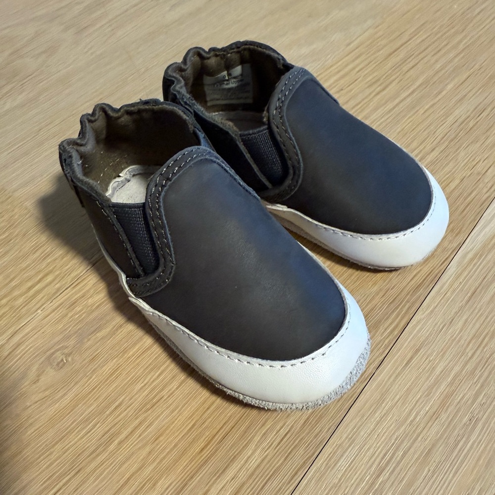 Robeez Liam Soft Soles Charcoal Grey Slip on Baby Shoes